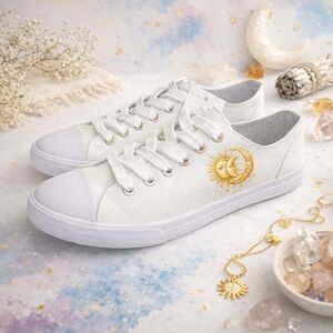 Custom Sun Moon Sneakers Womens 6 Celestial Boho Canvas NWT